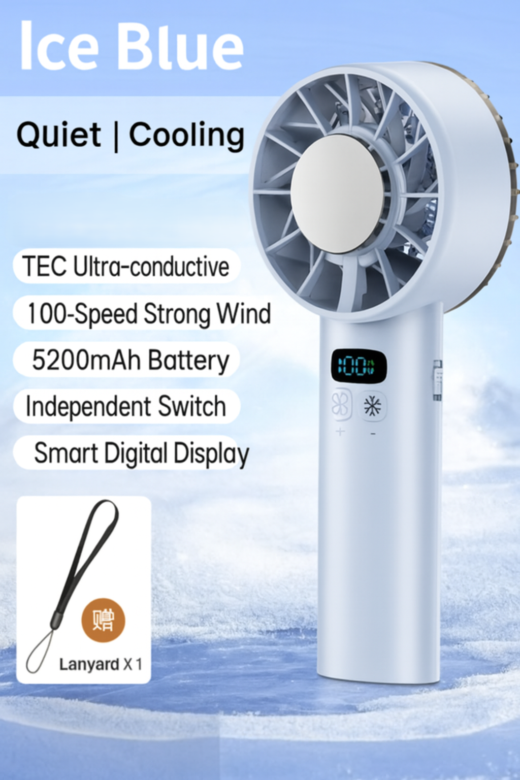 High-speed cooling handheld fan, usb charging portable