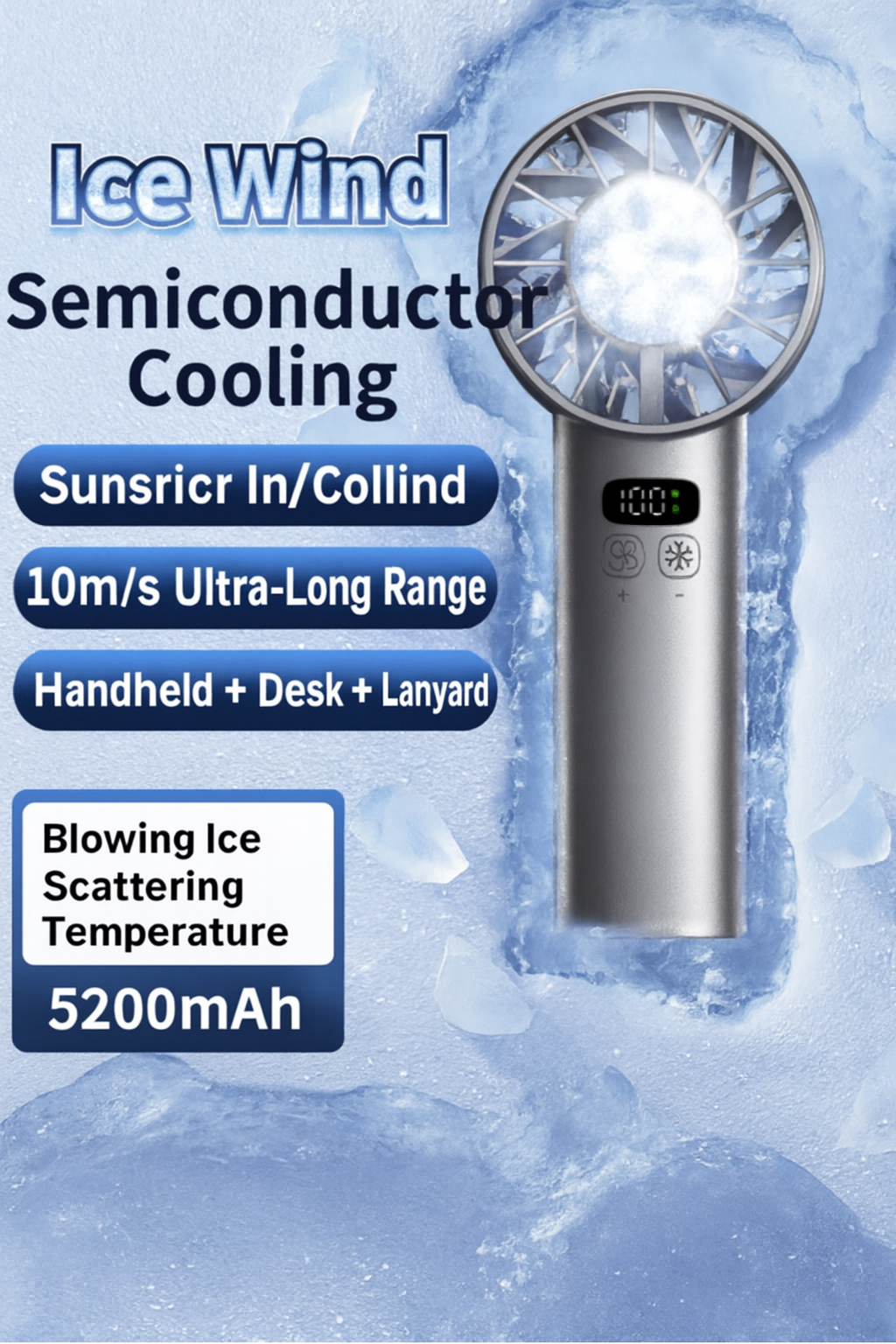 High-speed cooling handheld fan, usb charging portable